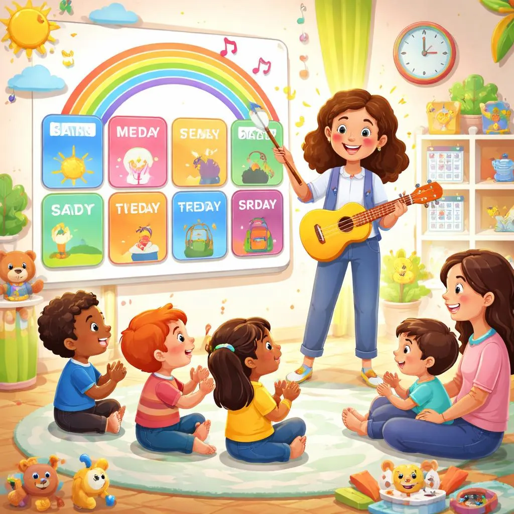 A Classroom Guide for Teachers and Families Using a days of the week song to Build Time Awareness, Language Skills, and Daily Learning Routines