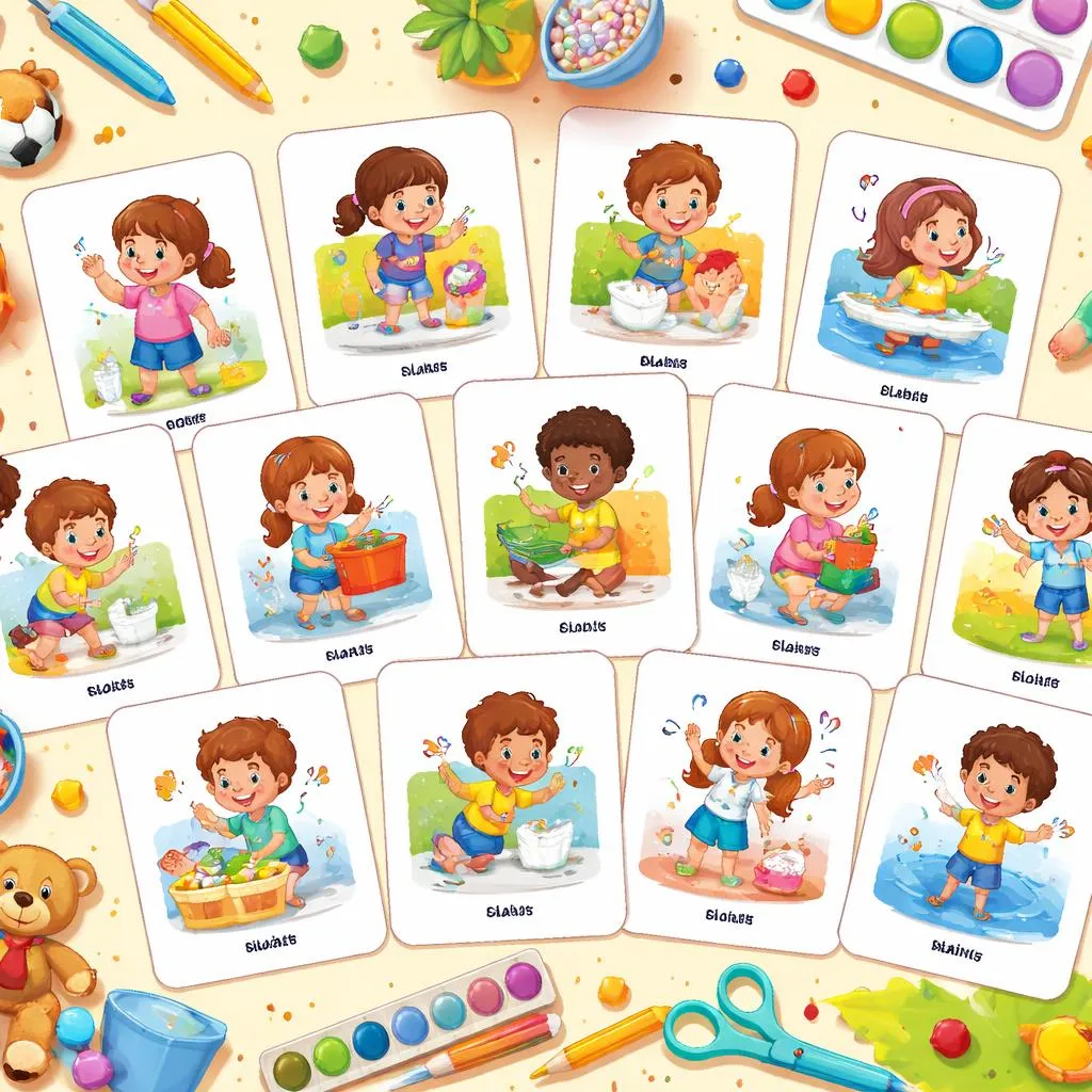 Flashcards de Todas as Ações para Crianças – PDF para Imprimir Grátis