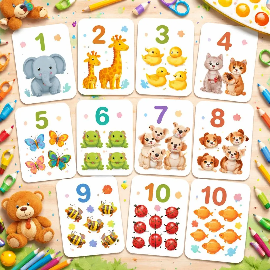 Animals 1 to 10 Flashcards for Kids – Free Printable PDF