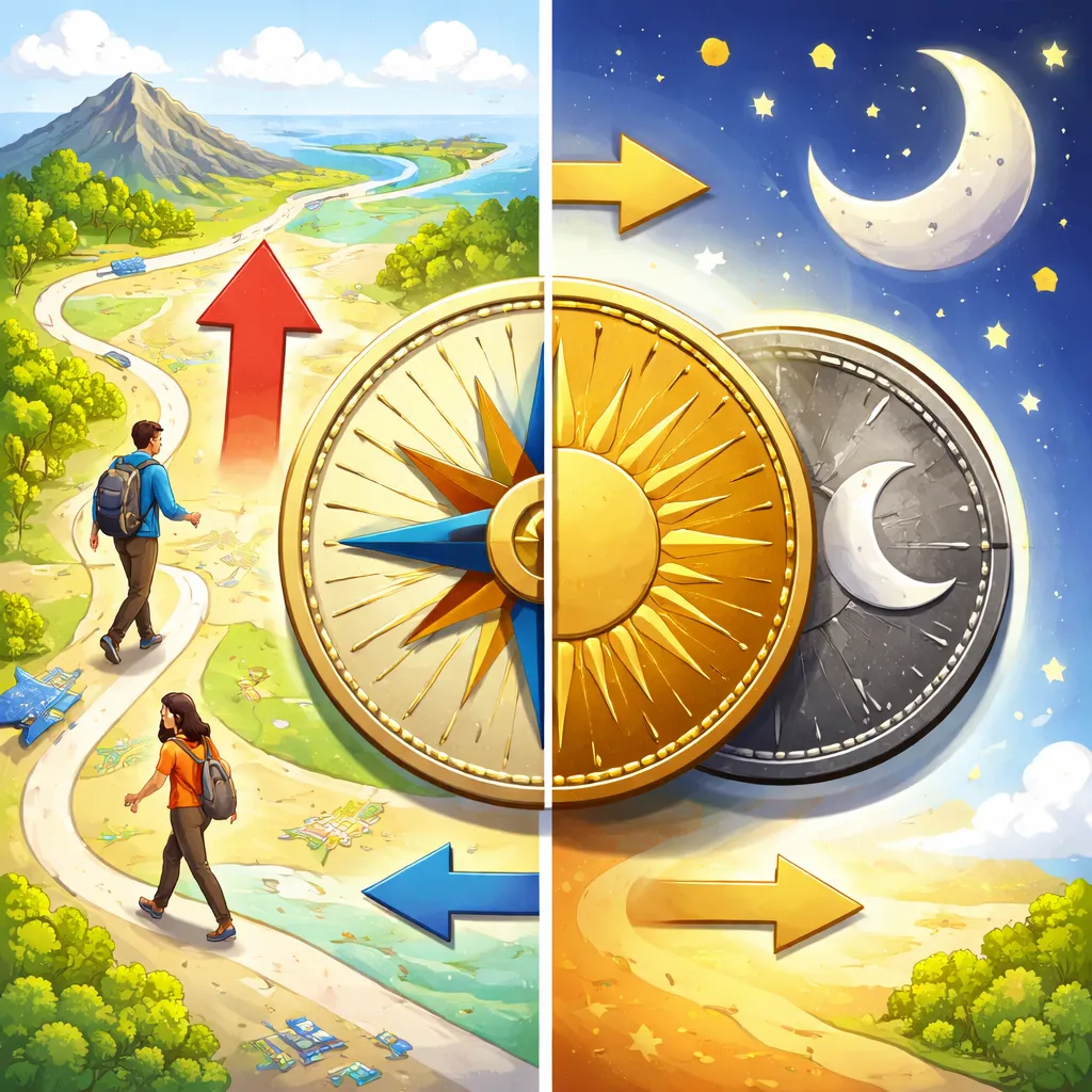 ¿Pueden “Opuesto y Reverso” Describir Dos Direcciones en un Mapa y También Dos Lados de una Moneda?