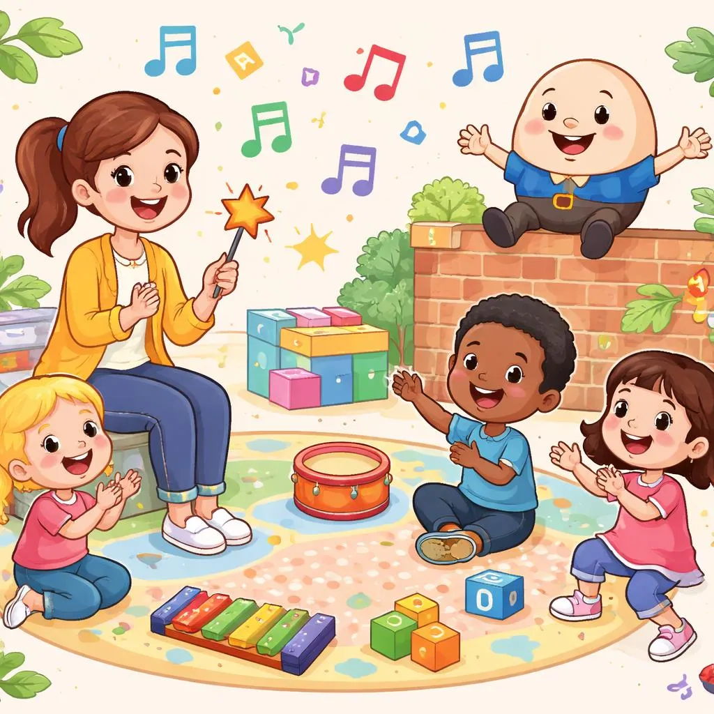 Могут ли песни для детей с текстом «Humpty Dumpty» помочь учителям развивать ранние навыки английского языка через рассказывание историй, фонетику и ритм?