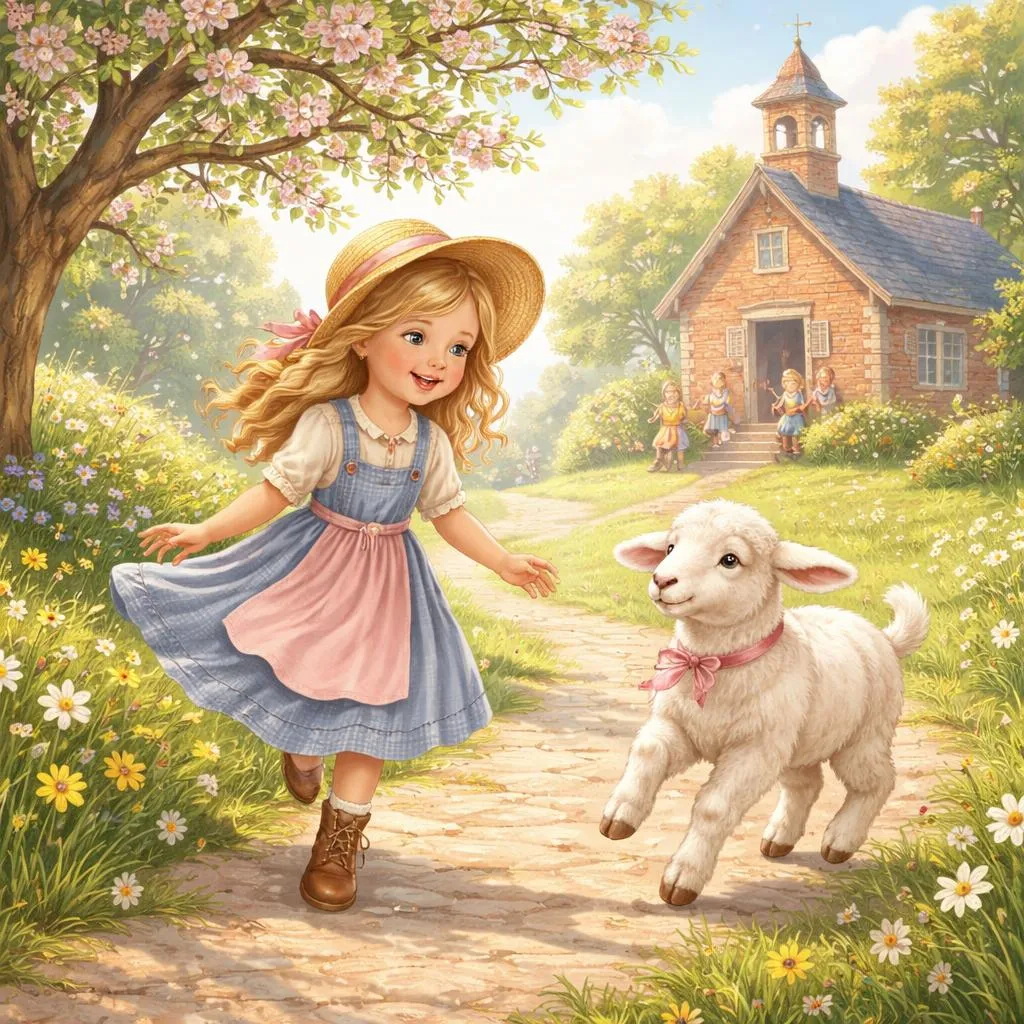 Kannst du die ganze Geschichte und Bedeutung hinter dem Reim 'Mary hatte ein kleines Lamm' erzählen?