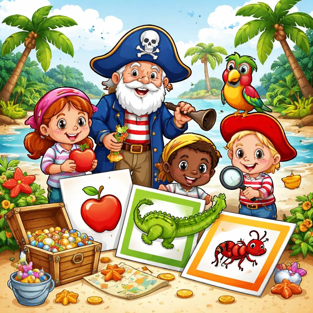 Captain Seasalt And The ABC Pirates “A” Flashcards For Kids – Free Printable PDF