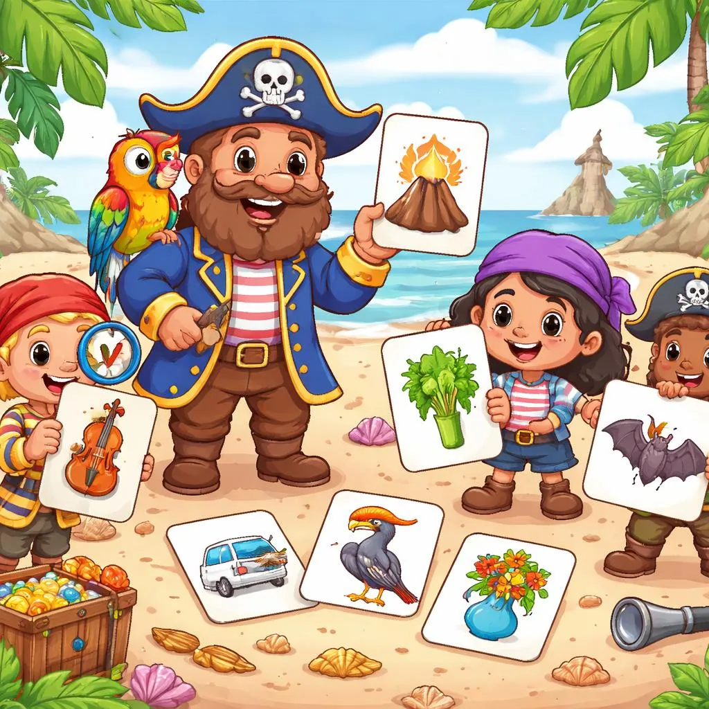 Captain Seasalt And The ABC Pirates “V” Flashcards For Kids – Free Printable PDF