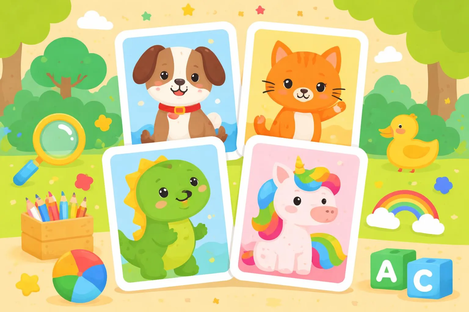 Cartoon Characters Flashcards for Kids - Free Printable PDF English ...