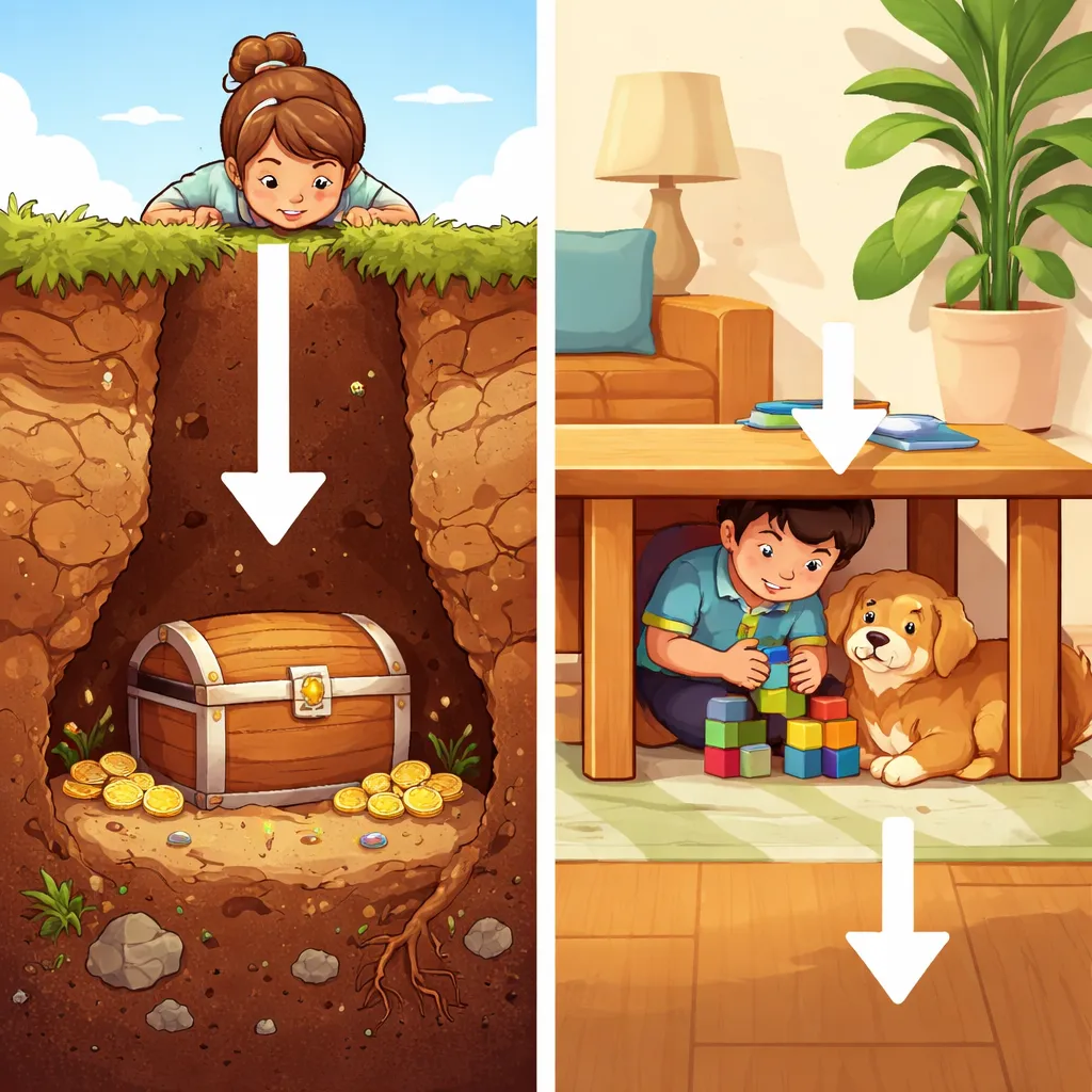 ¿Sabes cuándo usar “Below” y “Under” en lugar de solo decir “Down”?