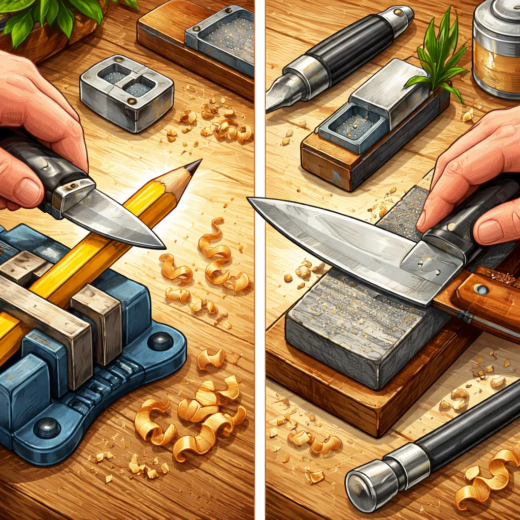 ¿Un lápiz se vuelve “puntiagudo y afilado” de la misma manera que un cuchillo?