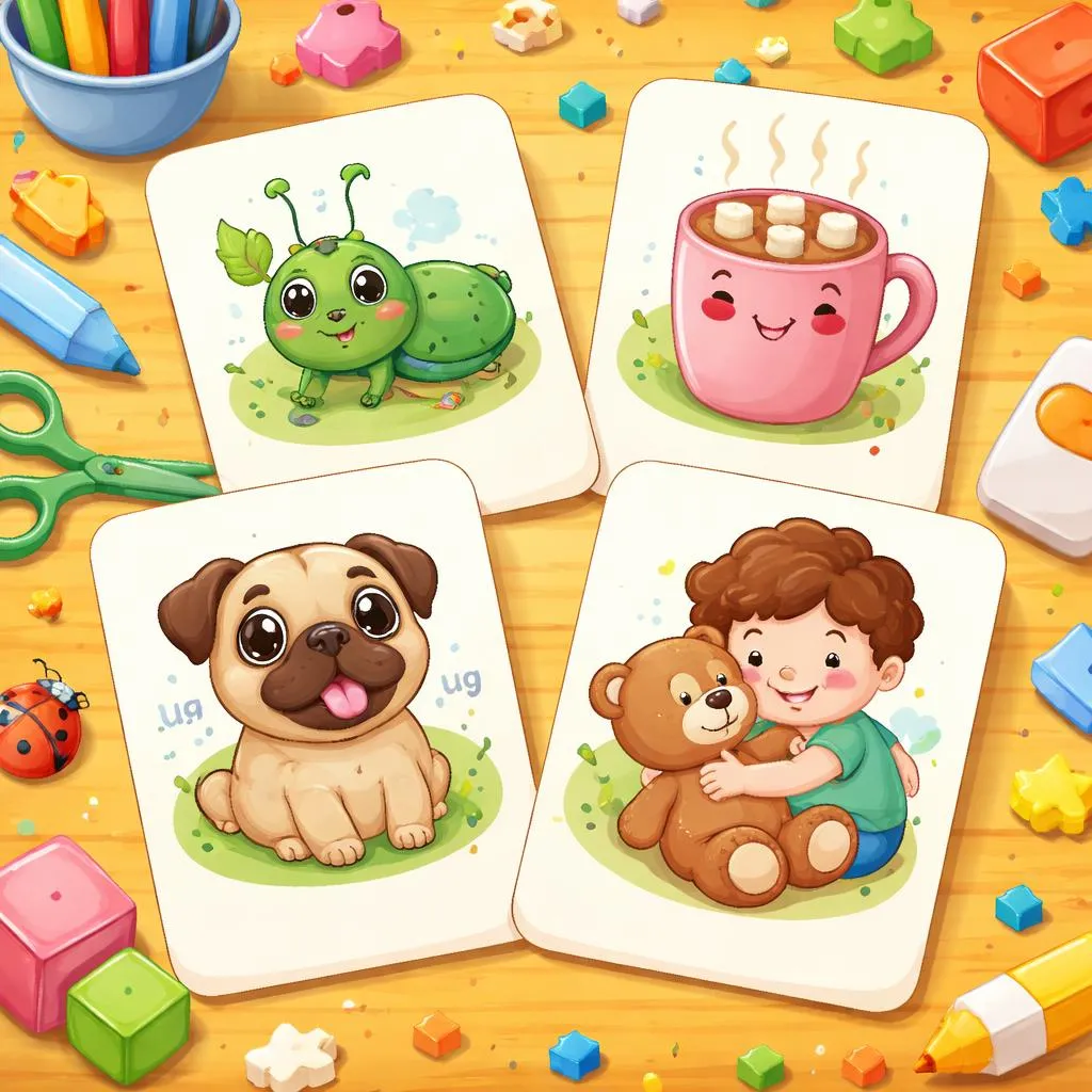 Flashcards de Palavras em Inglês com 'ug' para Crianças – PDF Gratuito para Imprimir