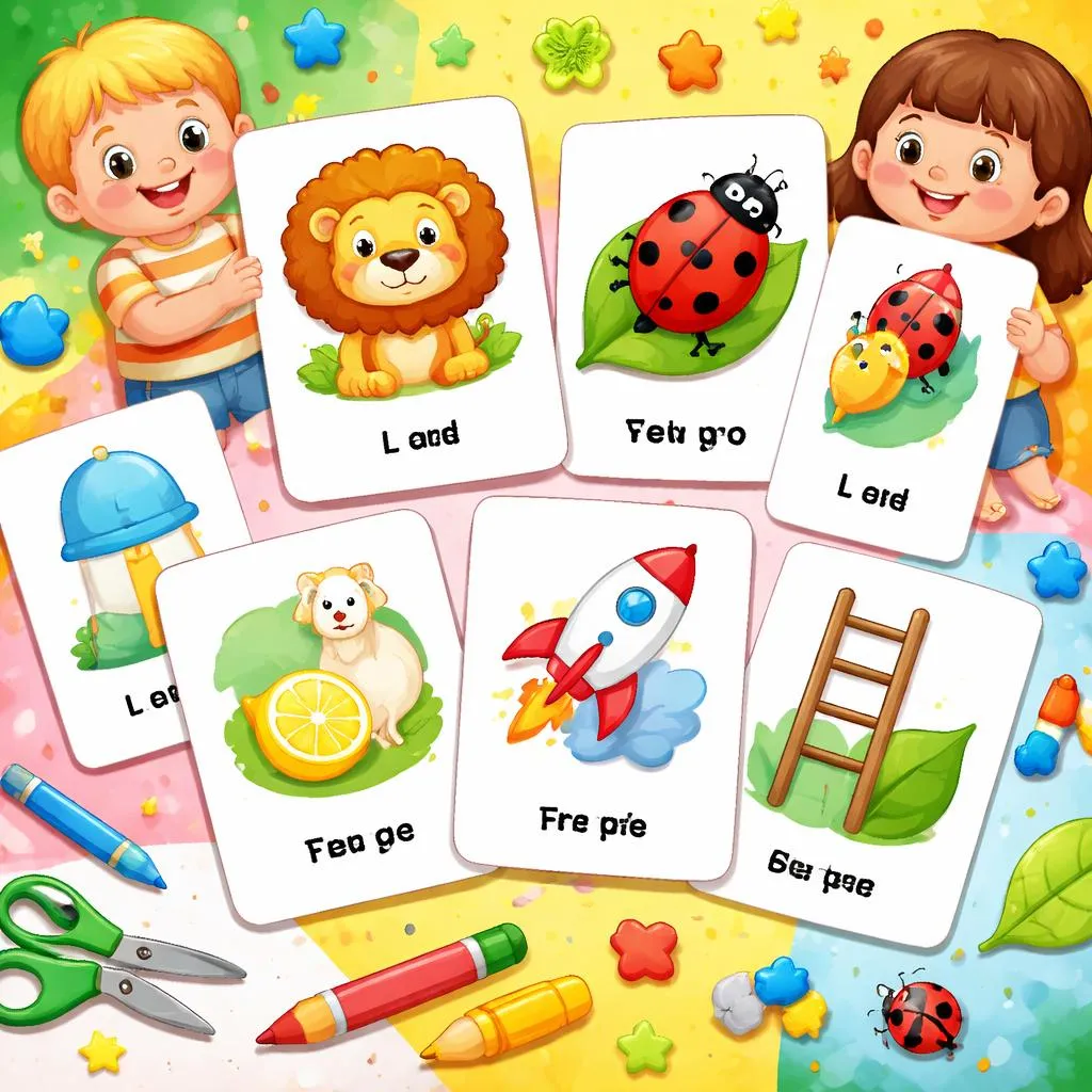 Englische Wortkarten mit dem Buchstaben L für Kinder – Kostenloses PDF zum Ausdrucken