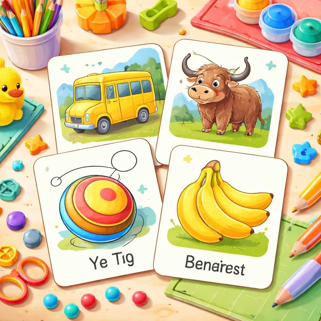 Englische Wortkarten mit Y für Kinder – Kostenloses PDF zum Ausdrucken