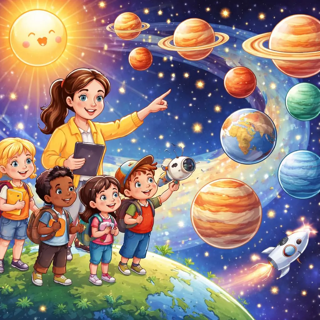 Exploring Space Step by Step Through planets names with a Teacher’s Guided and Inspiring English Learning Approach