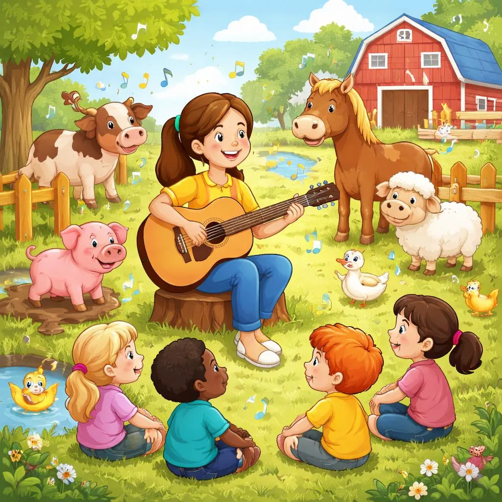 Had a Farm Lyrics Explained by a Teacher Through Music, Animal Sounds, and Gentle English Learning for Young Children