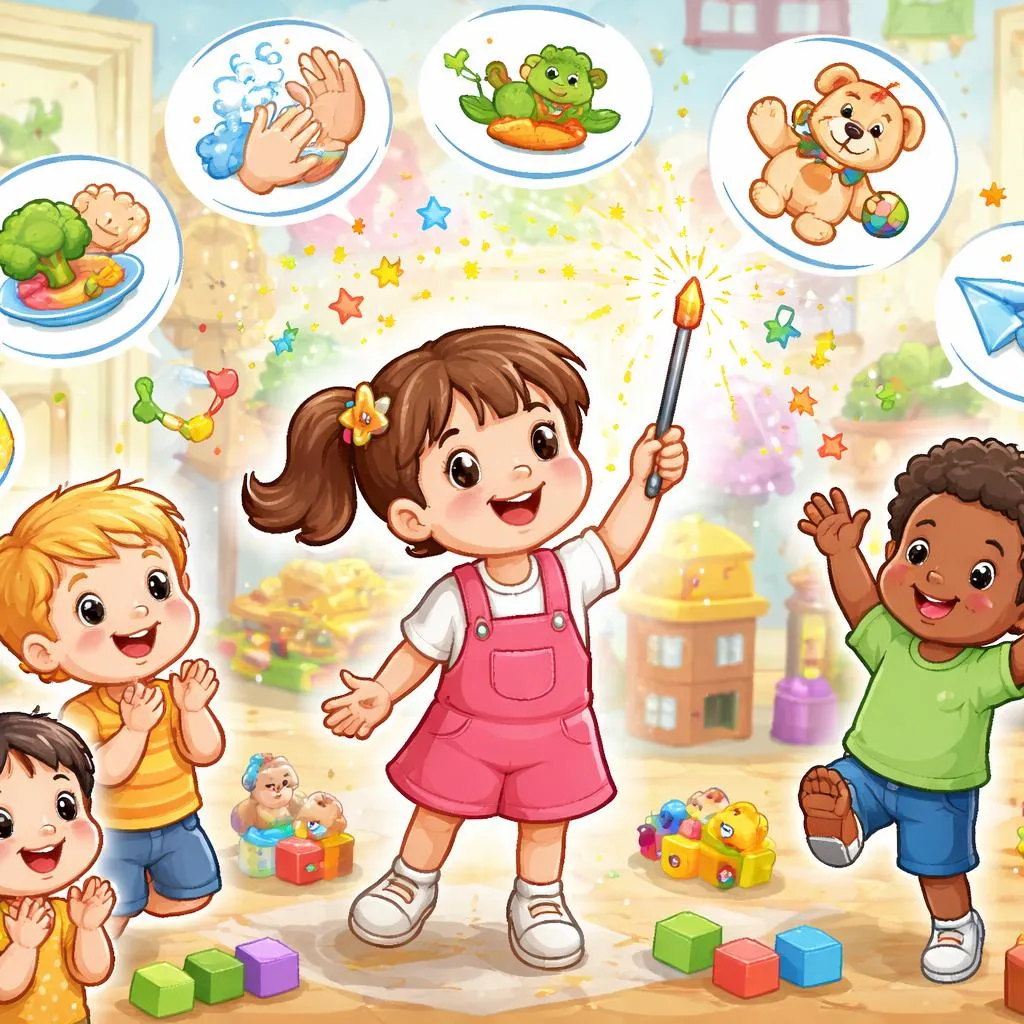 Wie können 5-jährige Vorschulkinder 60 wichtige Imperativsätze meistern? Schwing deinen Zauberstab!