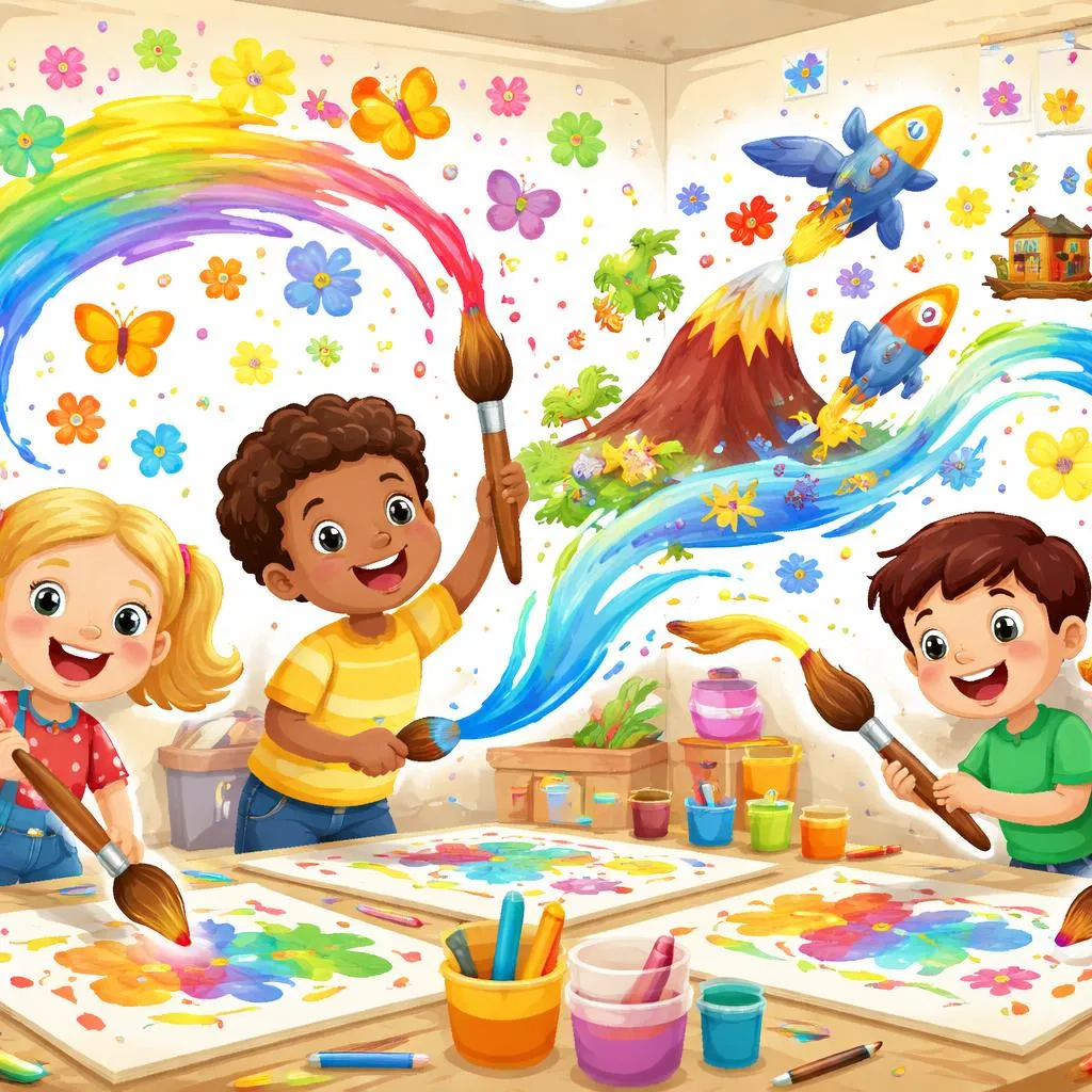 5岁学龄前儿童如何用60个关键分词来绘画？用你的词语画笔！