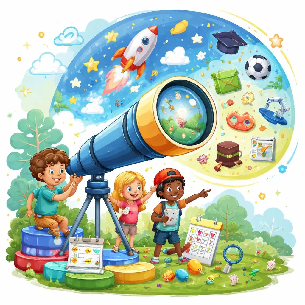 Como Crianças de 7 Anos Podem Lançar 80 Planos Simples e Essenciais para o Futuro? Olhe Através do Seu Telescópio de Palavras!