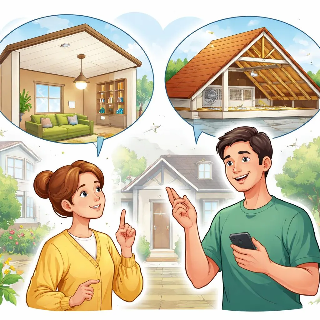 Bagaimana “langit-langit ke, atap ke” Dapat Menggambarkan Bagian-Bagian Bangunan yang Berbeda dalam Percakapan Belajar Bahasa Inggris Sehari-hari?