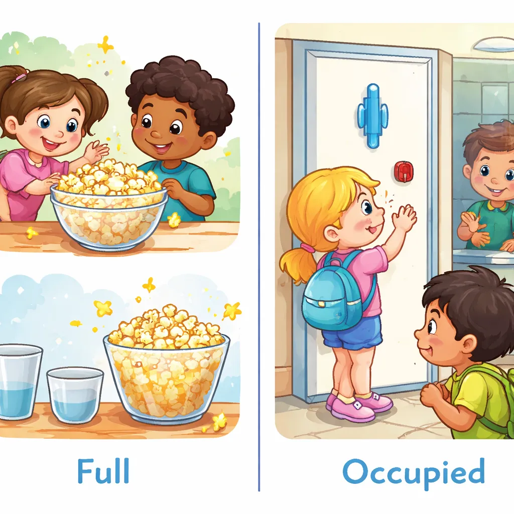 Wie können Kinder den Unterschied zwischen „full und occupied“ im täglichen Englischlernen verstehen?