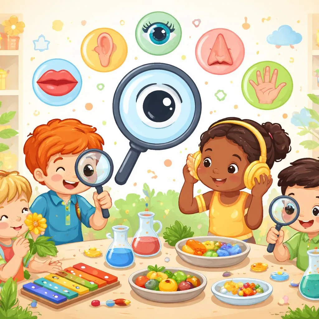 Как занятия, задействующие пять чувств, помогают развивать научное мышление, базовый словарный запас и навыки наблюдательности при изучении английского языка на ранних этапах?