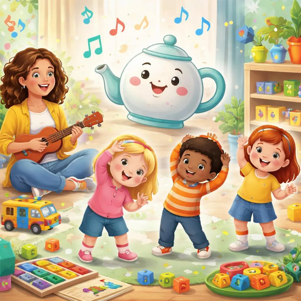 Как песня "Я маленький чайник" может помочь в изучении английского языка на раннем этапе с помощью песен, практики фонетики и ежедневных занятий в классе?