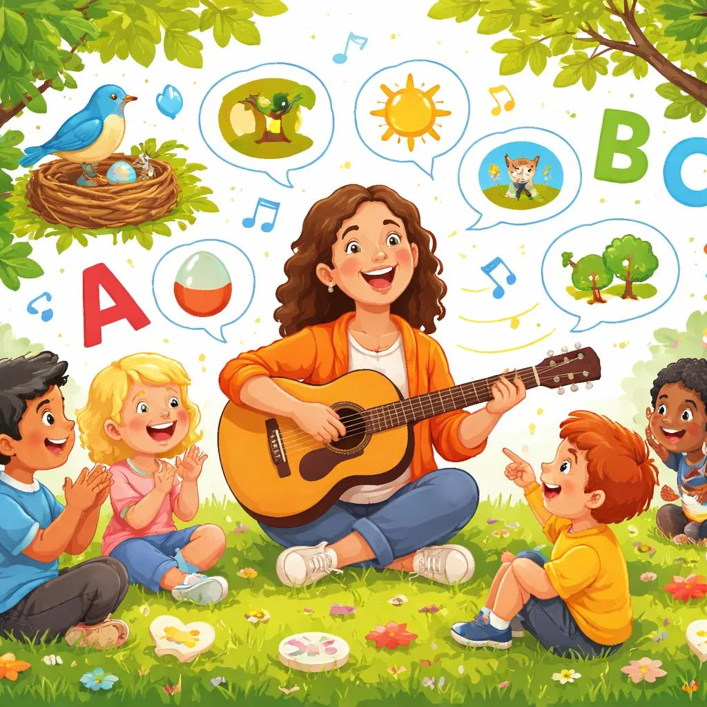 Как учителя могут использовать тексты песен и «Зеленая трава росла вокруг» для обучения словарному запасу, фонетике и грамматике увлекательным способом?