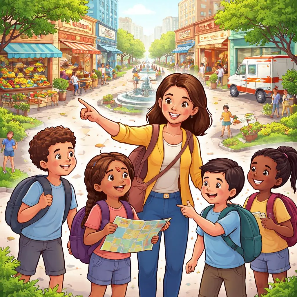 शिक्षक व्यावहारिक शब्दावली, बोलने के कौशल और वास्तविक दुनिया के अंग्रेजी आत्मविश्वास के निर्माण के लिए “शहर में स्थानों” का उपयोग कैसे कर सकते हैं?