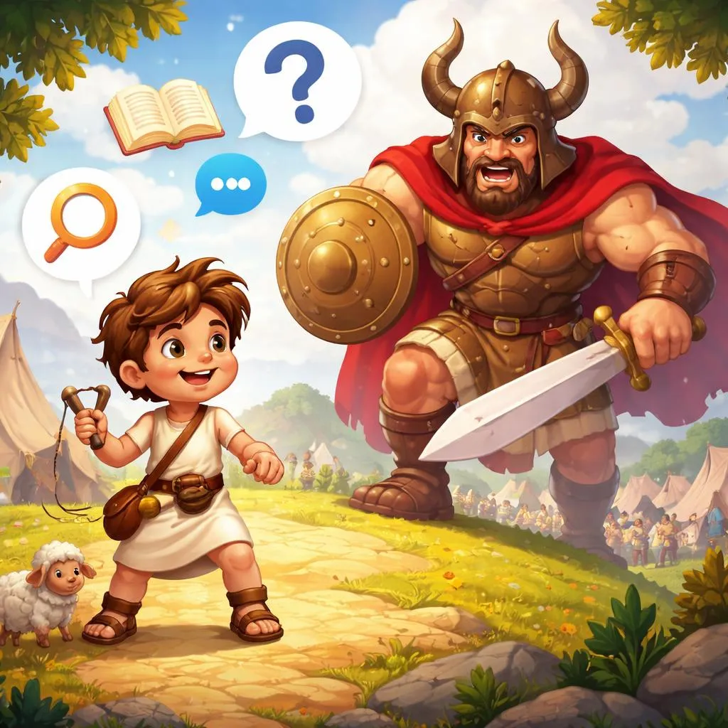 How Can the David and Goliath Children's Story Teach Courage Vocabulary and Grammar Patterns?
