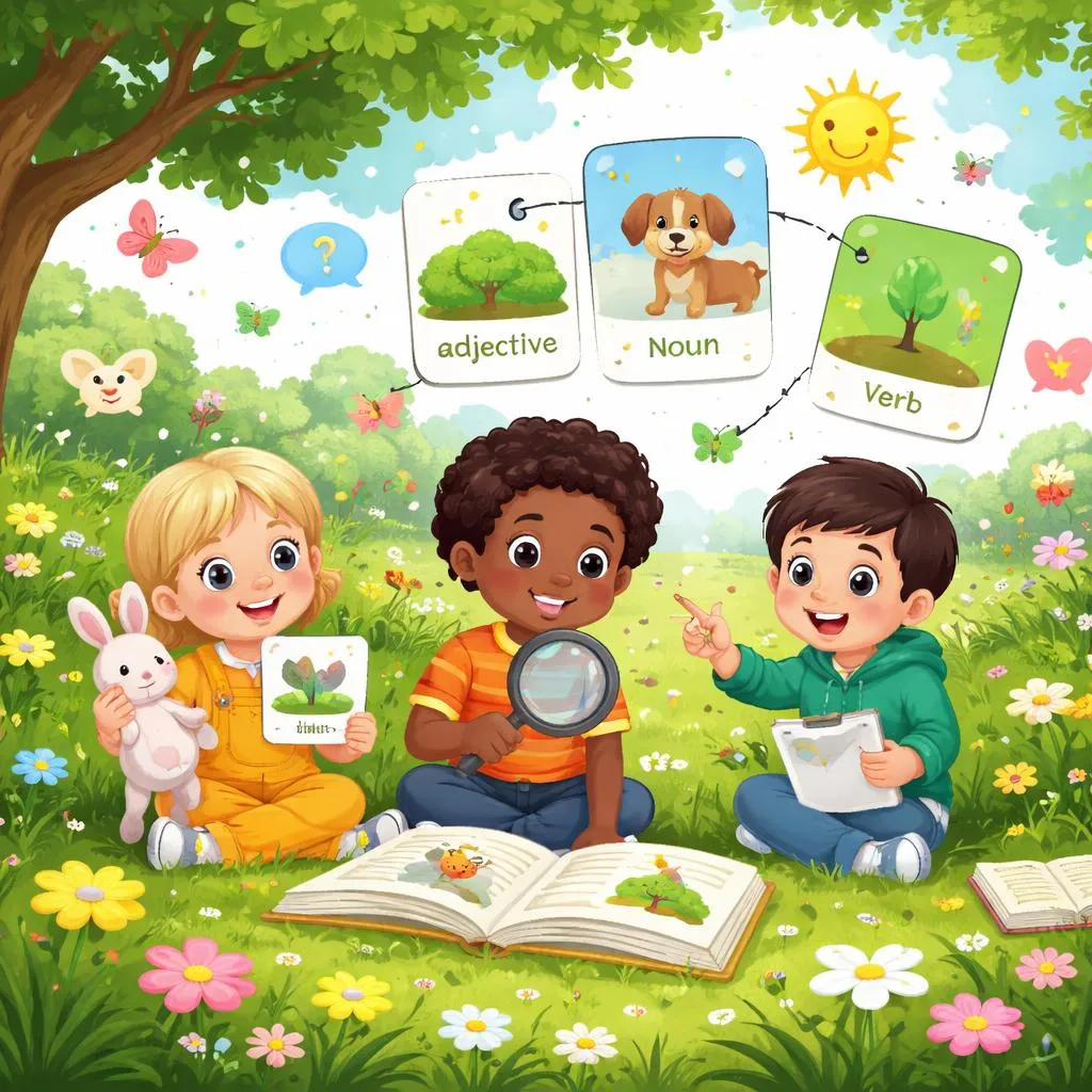 Como a frase "Green Grass Grew" pode ajudar as crianças a aprender a gramática inglesa?