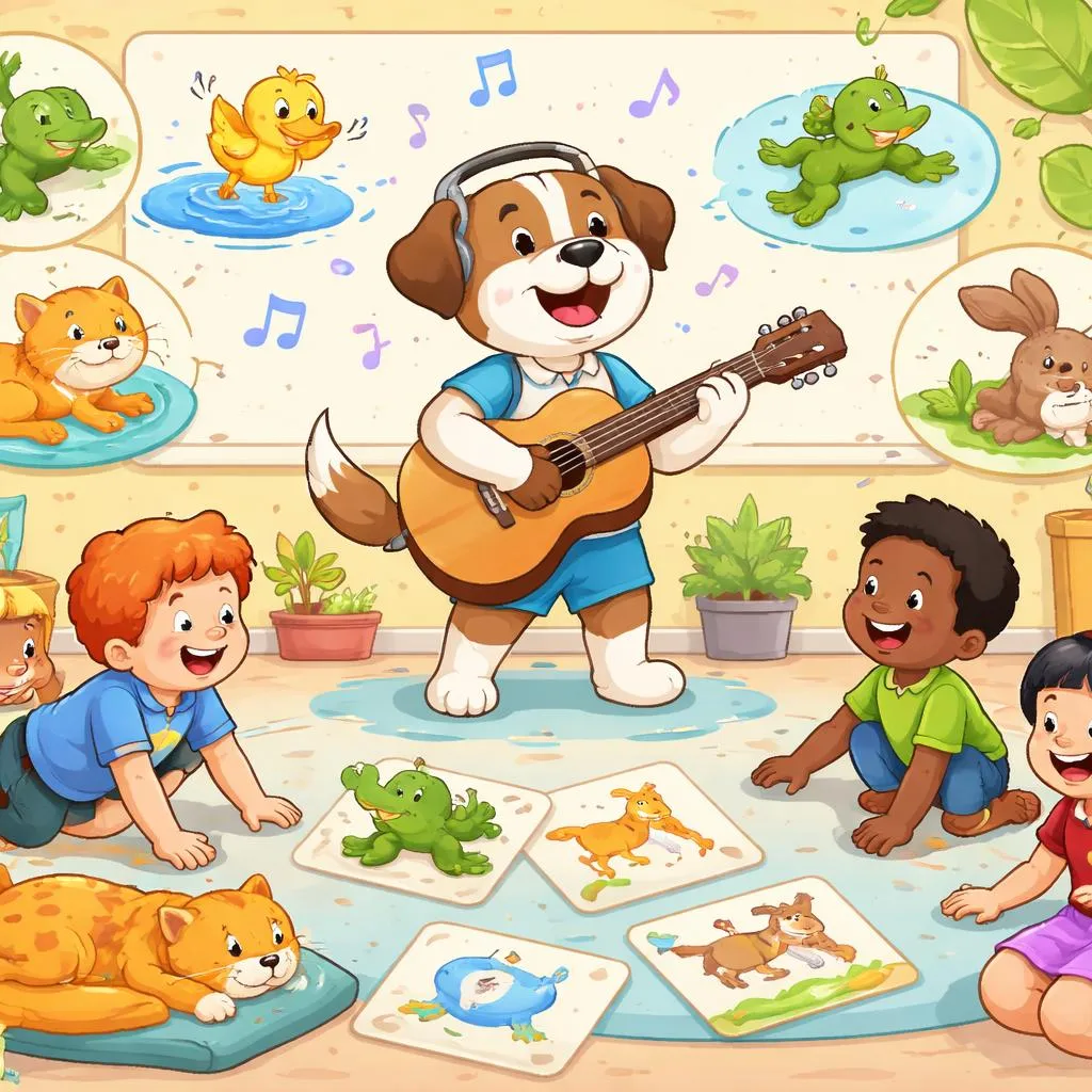 Как использовать веселую тему про собачьи песни для обучения глаголам действия и словарному запасу о животных на уроках английского языка?