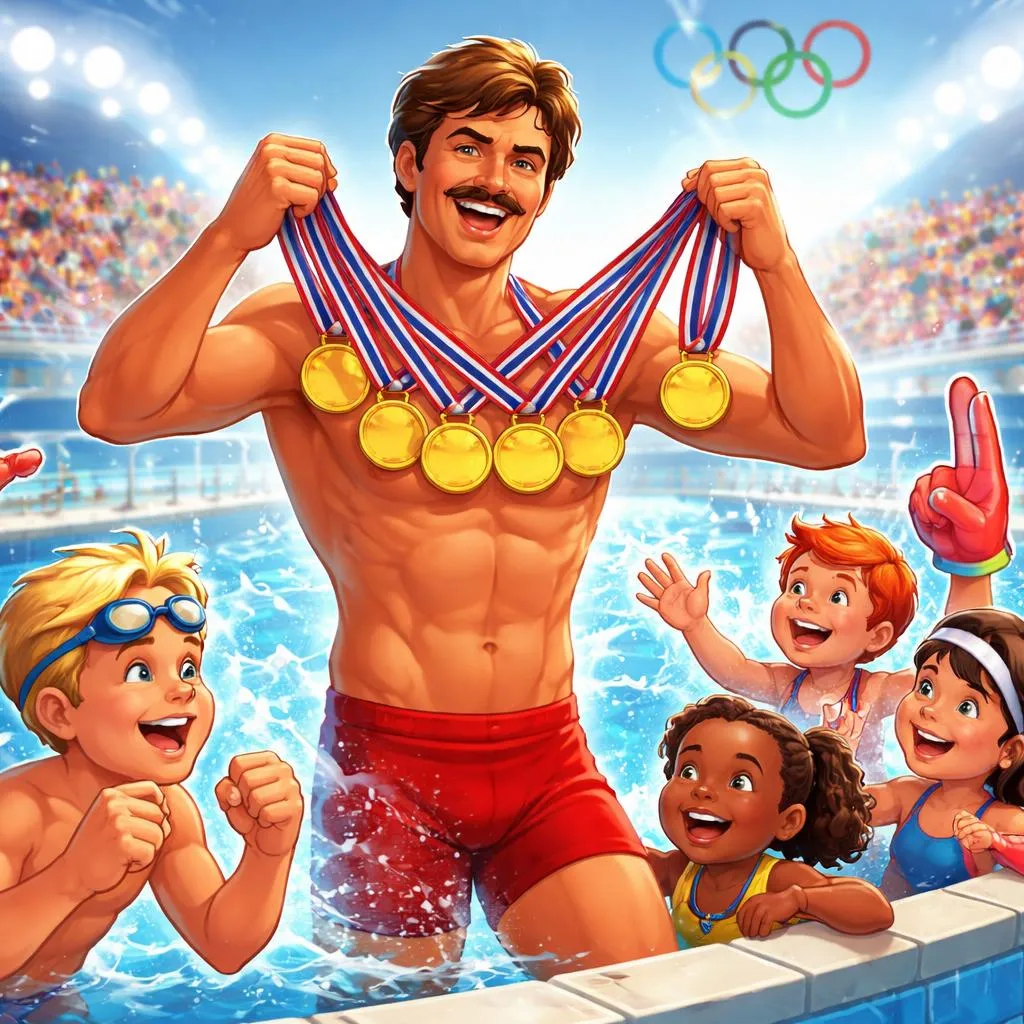 Como Mark Spitz Ganhou Sete Medalhas de Ouro Olímpicas? Uma História de Celebridade para Crianças