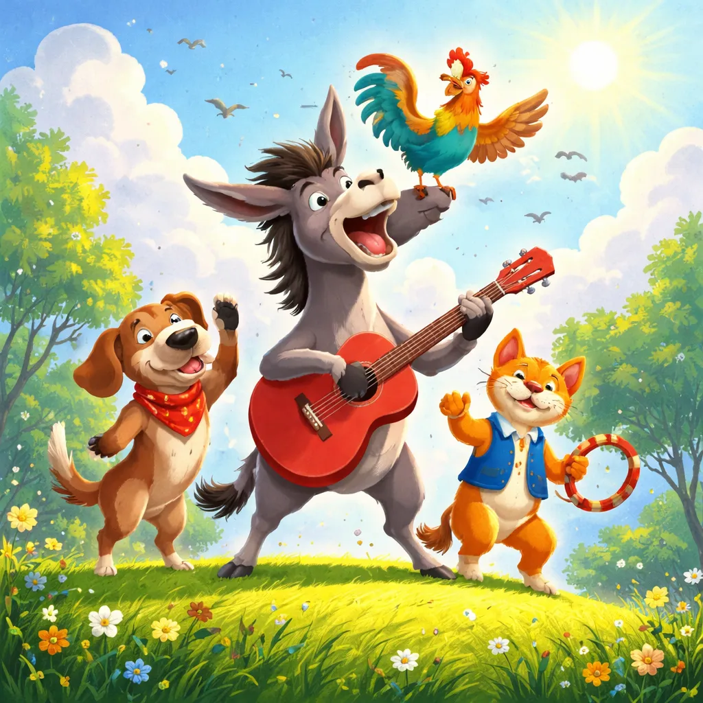 كيف تغني الحيوانات الصديقة عن الحرية في الأغنية الروسية: أغنية موسيقيي بريمن (Песня бременских музыкантов)؟