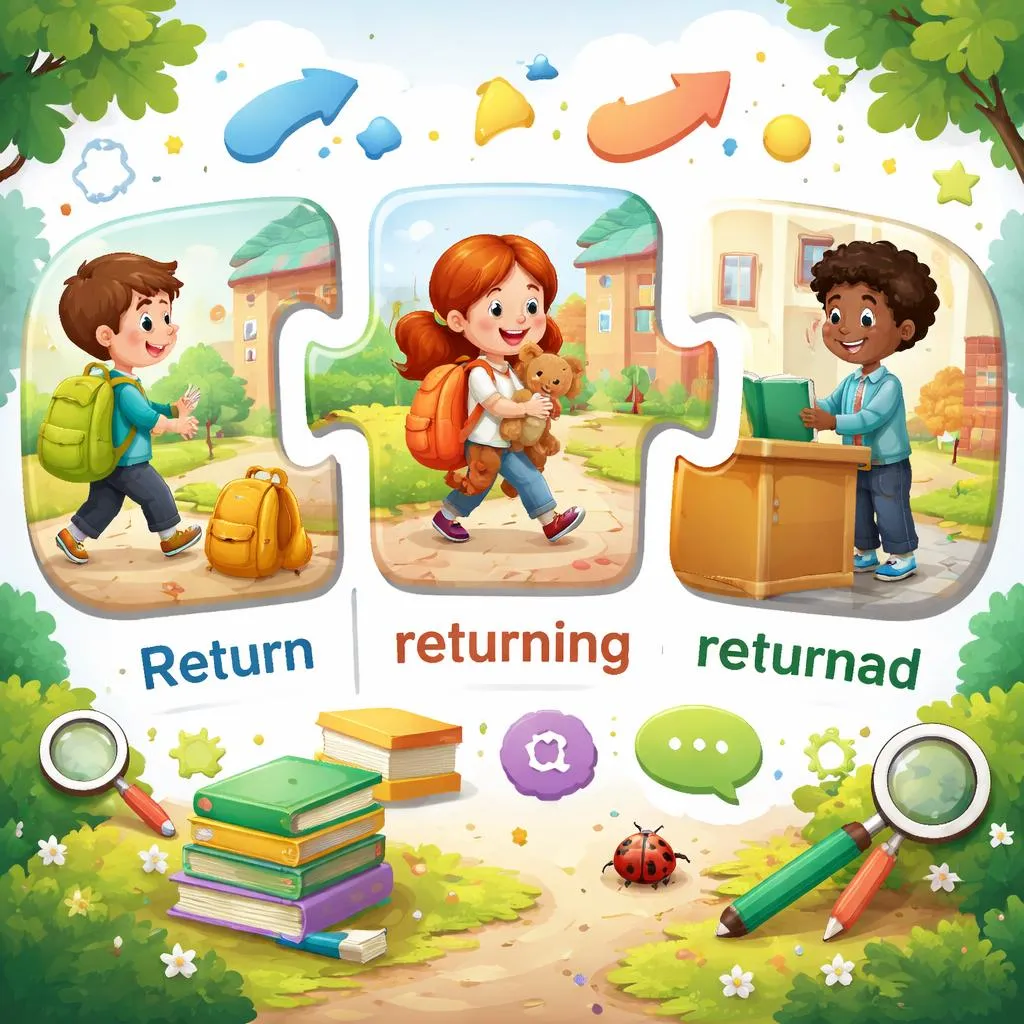 How Do return, returning, returned Show Different Grammar Roles in English Word Families for Children?