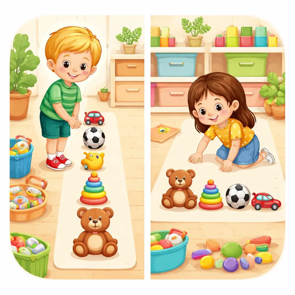 How Do We Arrange Things Neatly? Comparing “Line to” vs “Row to” for Children