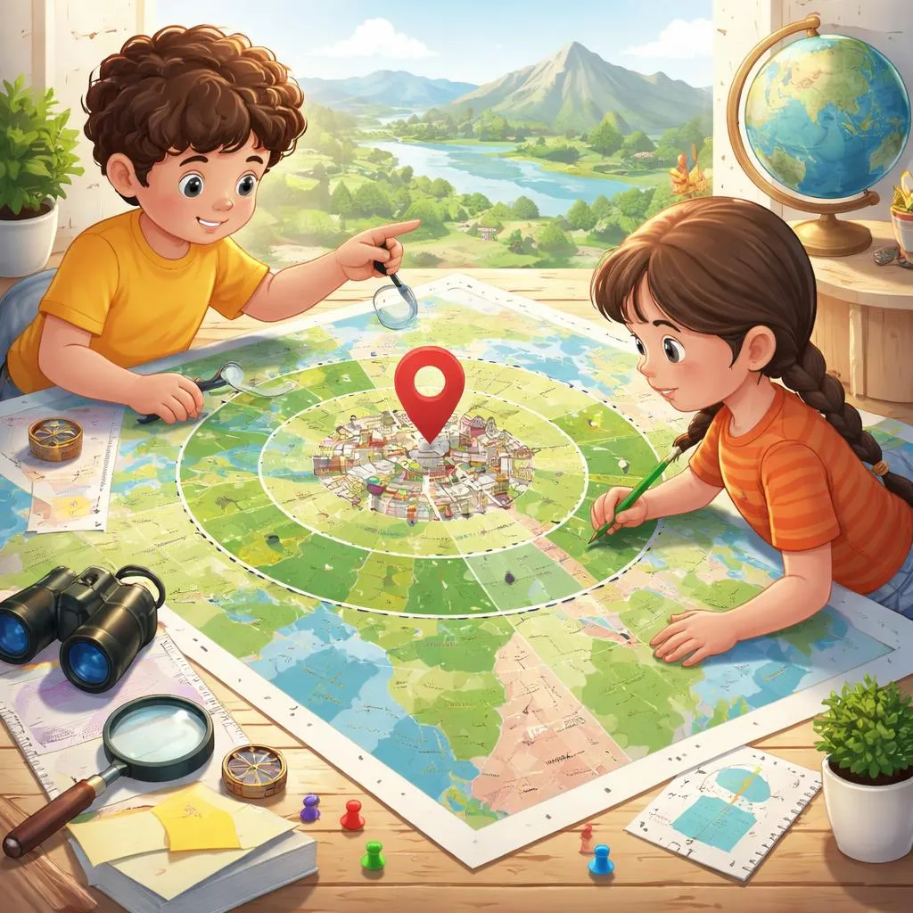 我们如何在地图和地理课上使用短语“及周边地区”？