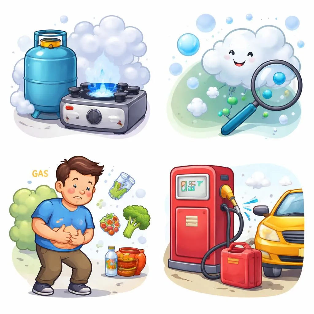 英语中如何区分 Gas, Gaseous, Gassy 和 Gasoline？