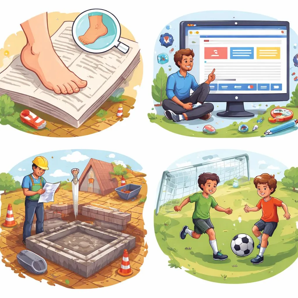 Comment utiliser correctement foot, footer, footing et football en anglais ?