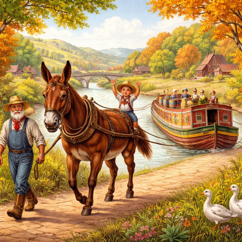 كيف يجر البغل سال الصنادل في قناة إيري؟