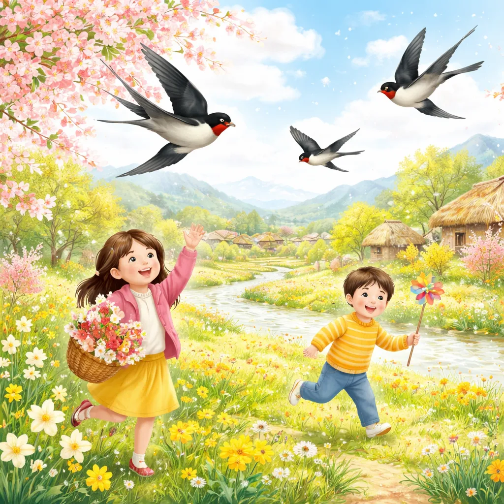 ¿Cómo da la bienvenida a la primavera la canción china 'La pequeña golondrina (小燕子)'?