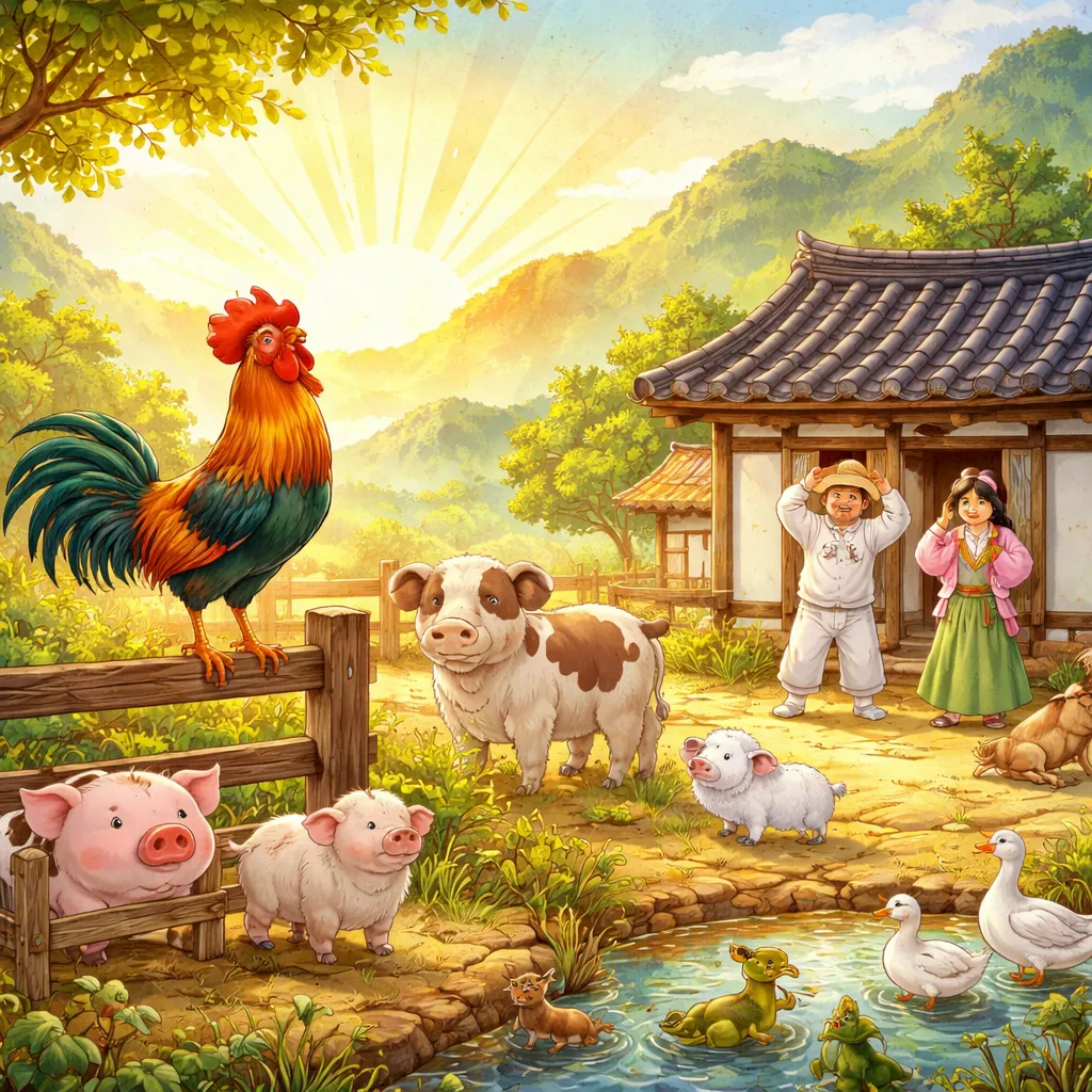 Bagaimana Lagu Korea: Ayam Jantan Kecil (수탉) Membangunkan Peternakan?