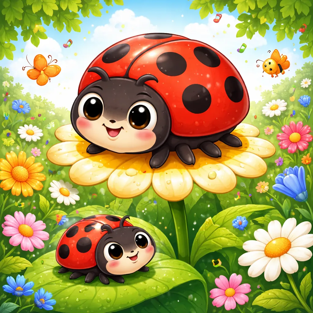 كم عدد البقع التي تمتلكها الدعسوقة الصغيرة (Kepik Kecil) في الأغنية الإندونيسية؟