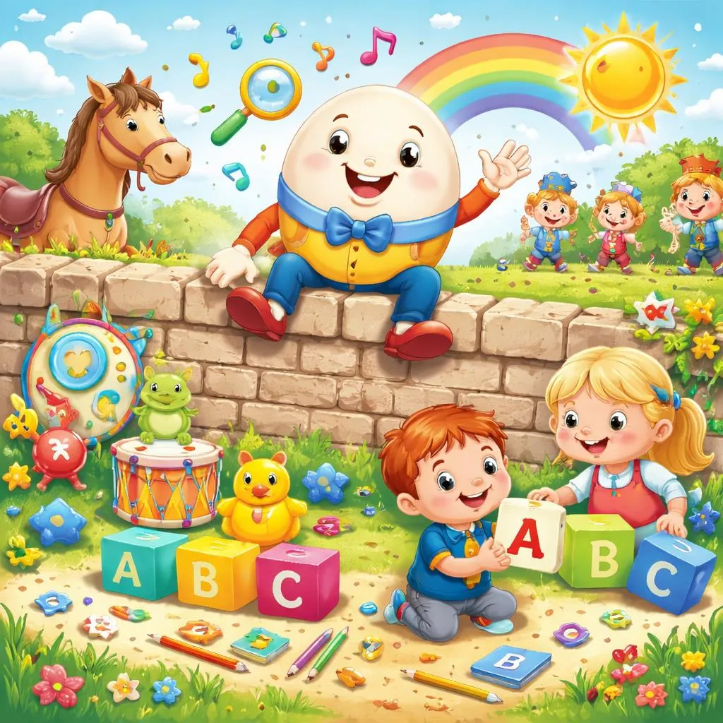 Humpty Dumpty Nursery Rhyme: Lyrics, Vocabulary, Phonics, and Fun Learning Activities for Kids