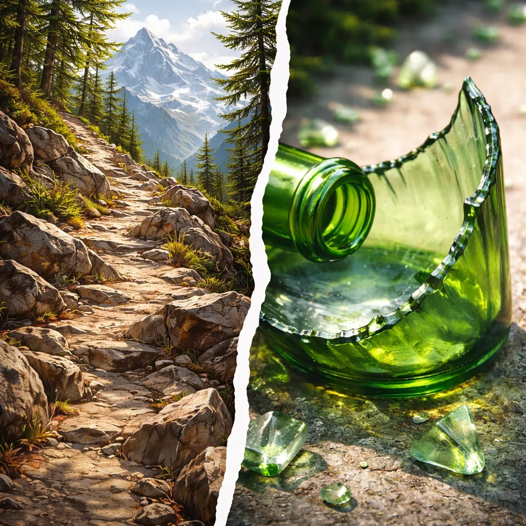 ¿Es un sendero de montaña “áspero y dentado” de la misma manera que lo es el borde de una botella rota?