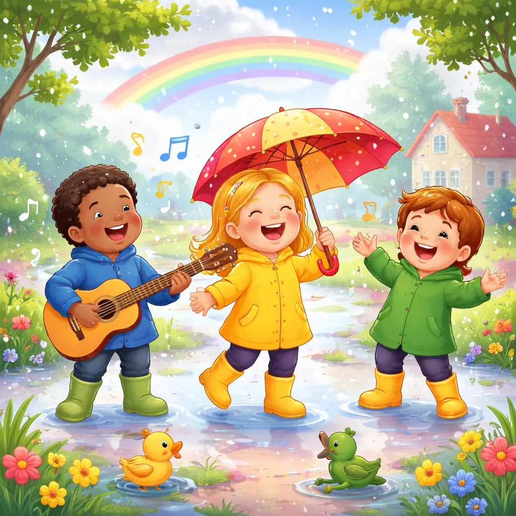 Learn English While Singing and Playing with Fun “lyrics it's raining it's pouring” for Kids and Classroom Activities