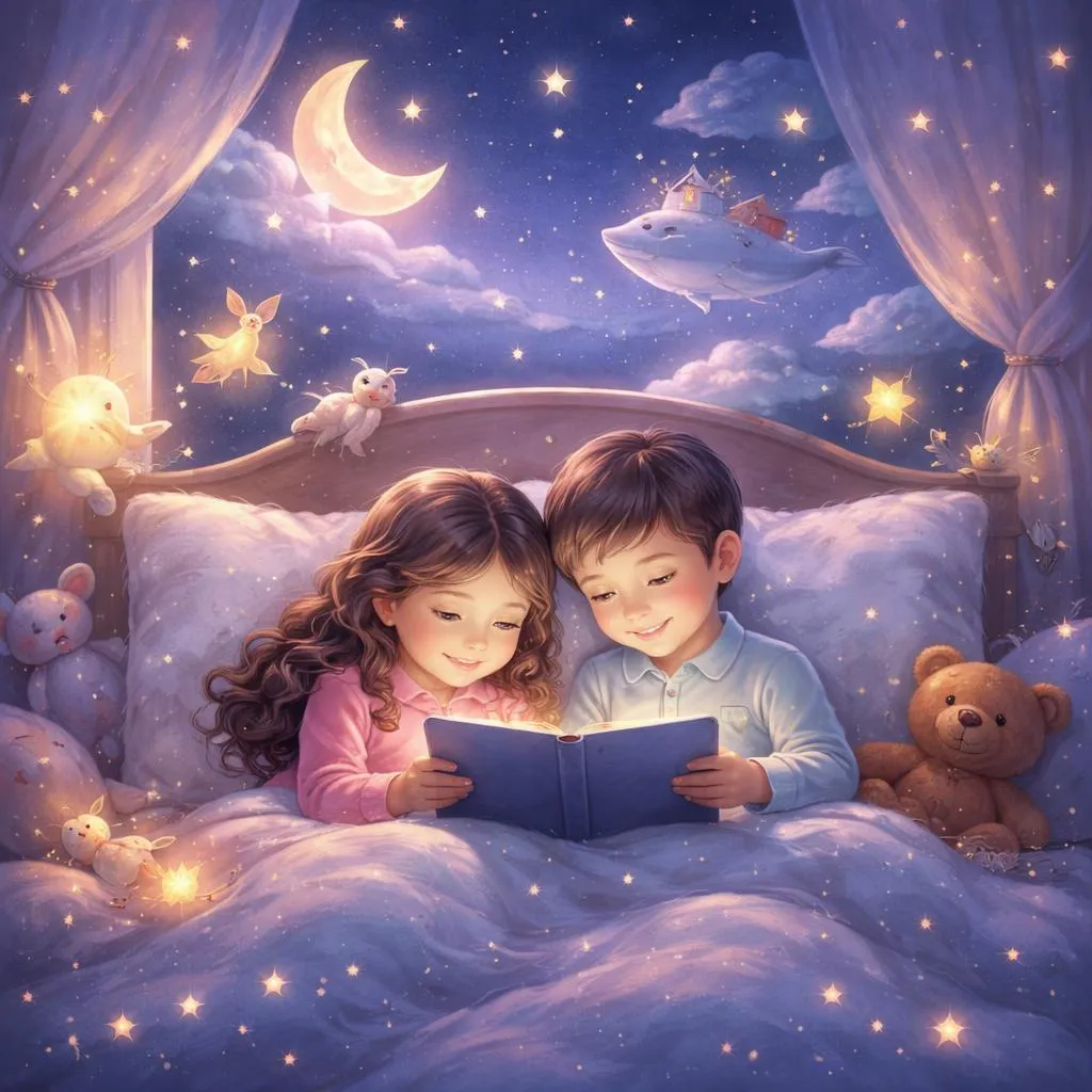 Auf der Suche nach kostenlosen Gute-Nacht-Geschichten online? Entdecken Sie diese sanften, verträumten Geschichten für einen süßen Schlaf