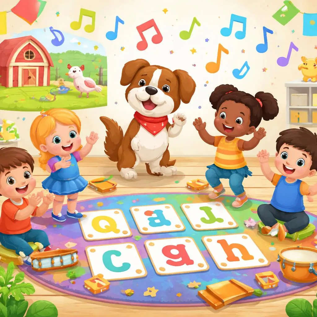Playful Phonics and Language Rhythm with bingo song words for Early English Learning and Classroom Fun