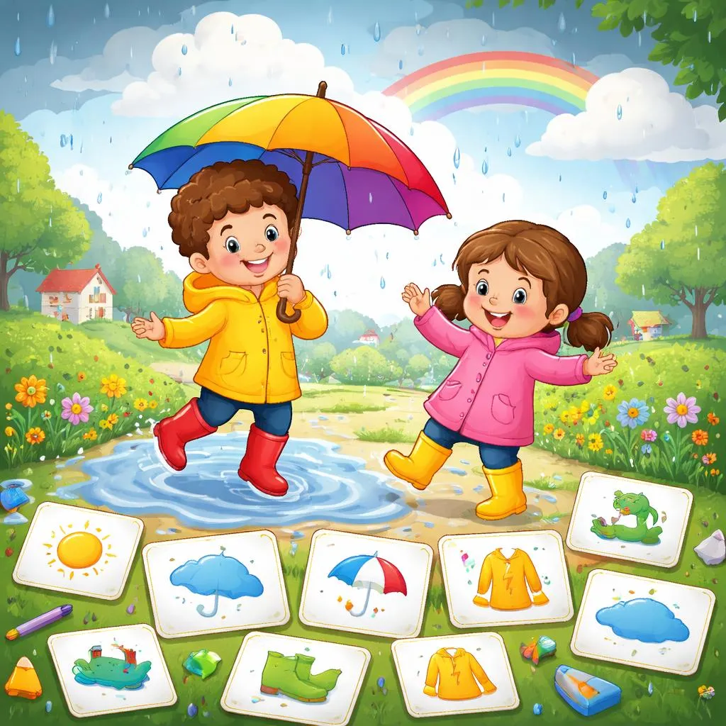 雨雨快走閃卡 – 兒童免費可列印 PDF