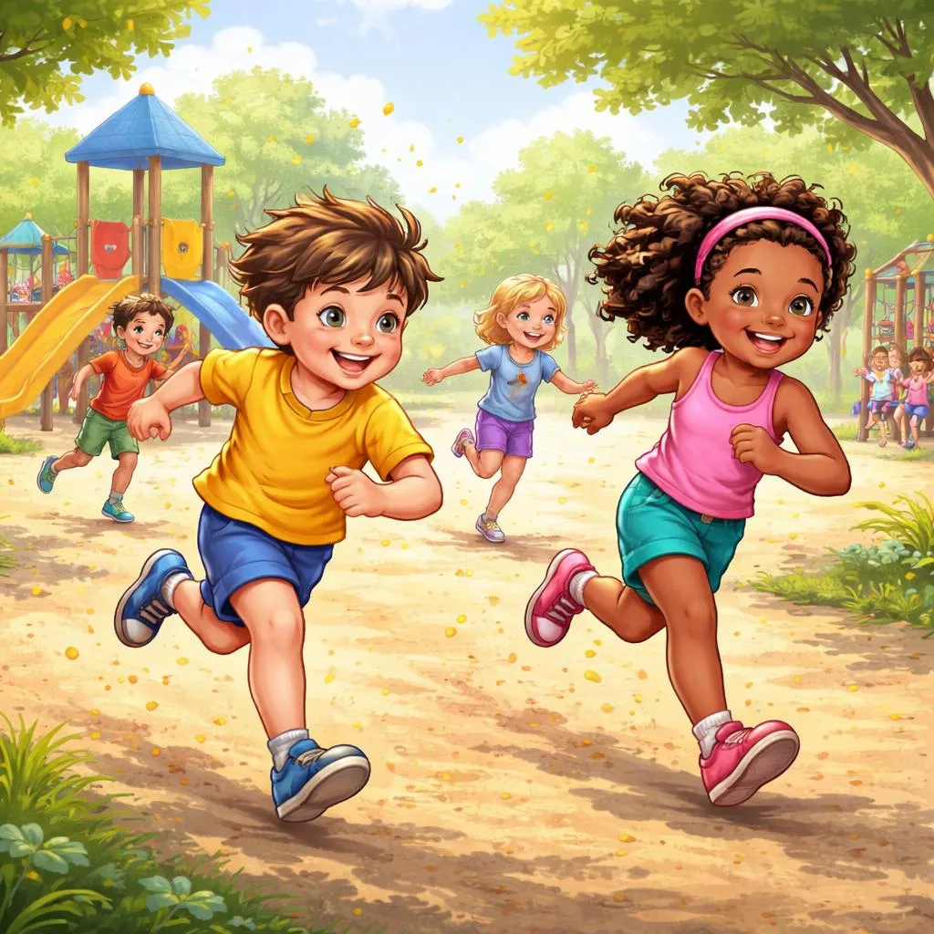 As Crianças Devem Escolher Correr Ou Correr Durante Jogos Divertidos de Pega-pega no Parquinho com Amigos?