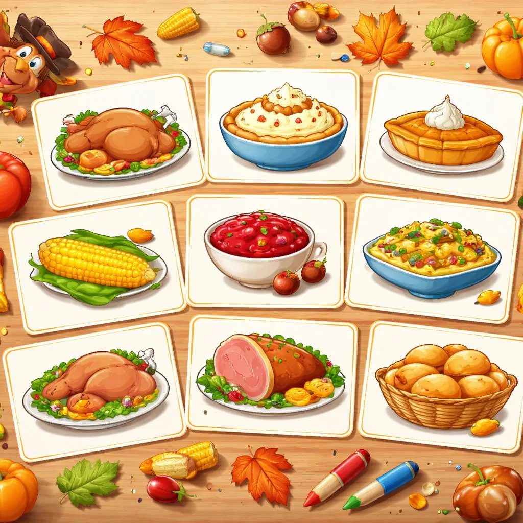 Thanksgiving Food Flashcards for Kids – Free Printable PDF