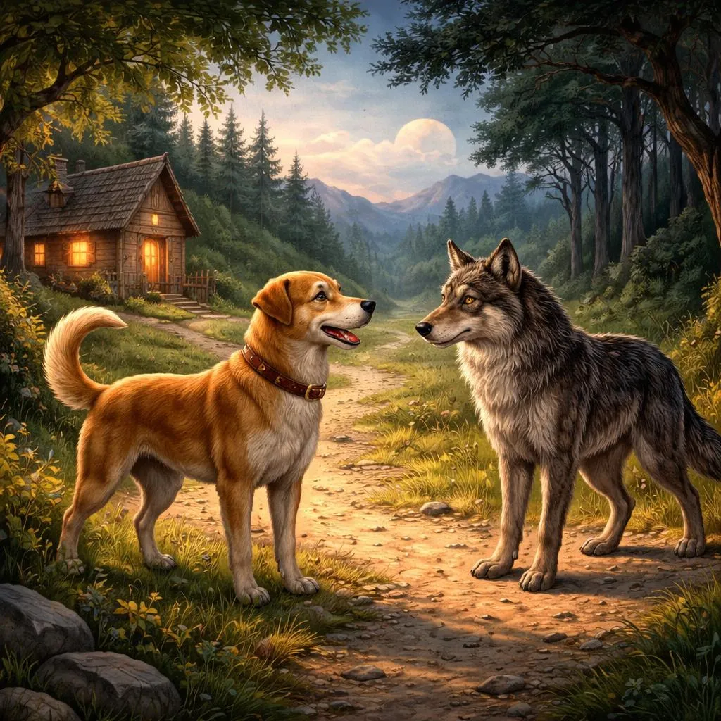 狗和狼——伊索寓言