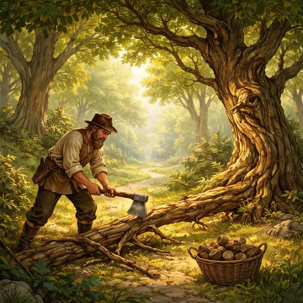 人和树木——伊索寓言