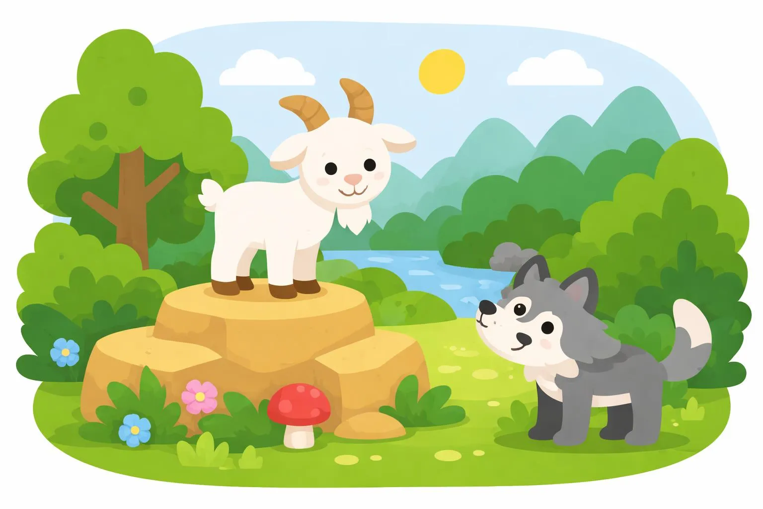“The Wise Goat and the Wolf” - More Jataka Tales By Ellen C. Babbitt